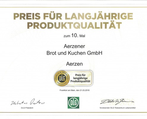 Preis für langjährige Produktqualität 2018