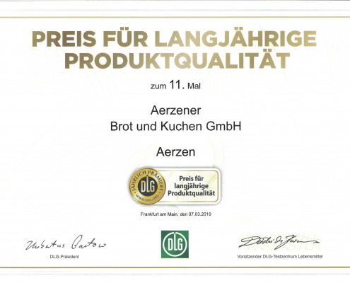 Preis für langjährige Produktqualität 2019