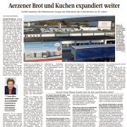 "Aerzener Brot und Kuchen expandiert weiter", Artikel von Christian Branahl, DEWEZET (Seite 20), 16. April 2022